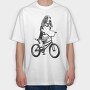 Dog on Bike, Tricou Oversize Barbati (Unisex)