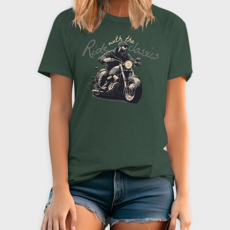 Motorcycle With Rider Ride With the Classics, Tricou Barbati (Unisex)