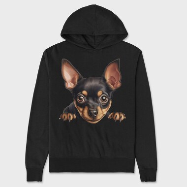 Miniature Pinscher Peek, Hanorac Oversize Barbati (Unisex)