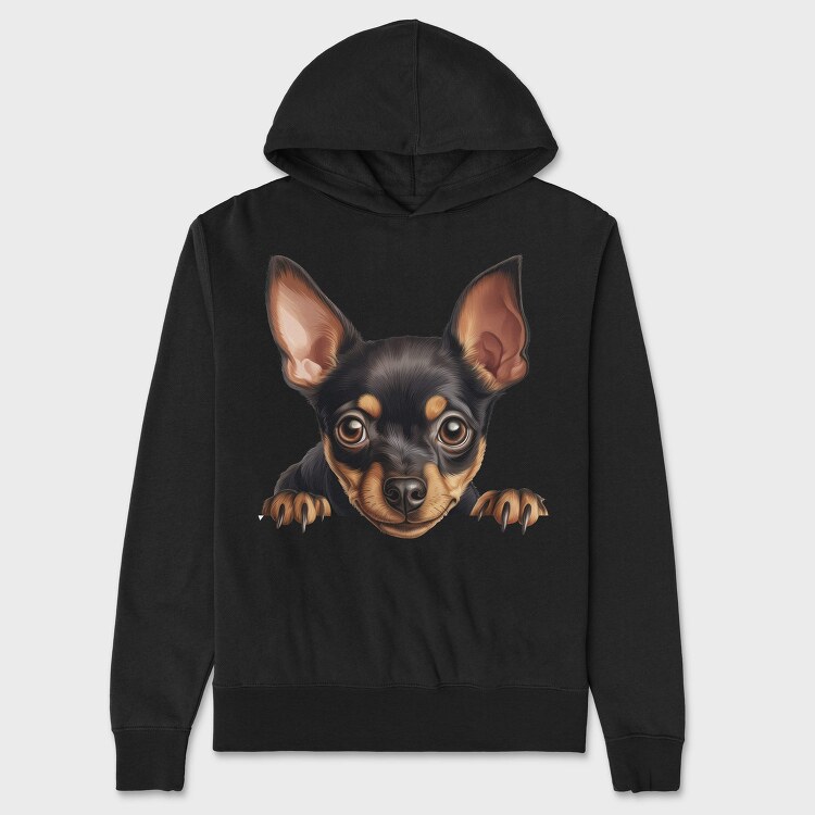 Miniature Pinscher Peek, Hanorac Oversize Barbati (Unisex)