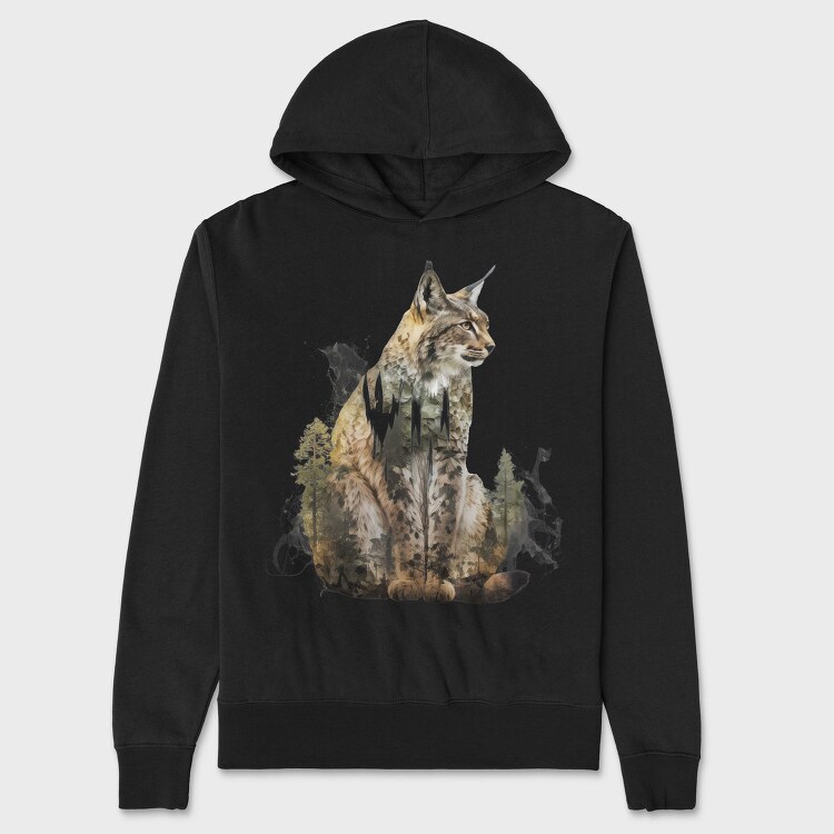 Lynx Forest Silhouette, Hanorac Oversize Barbati (Unisex)