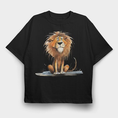 Lion Sitting Around, Tricou Oversize Barbati (Unisex)