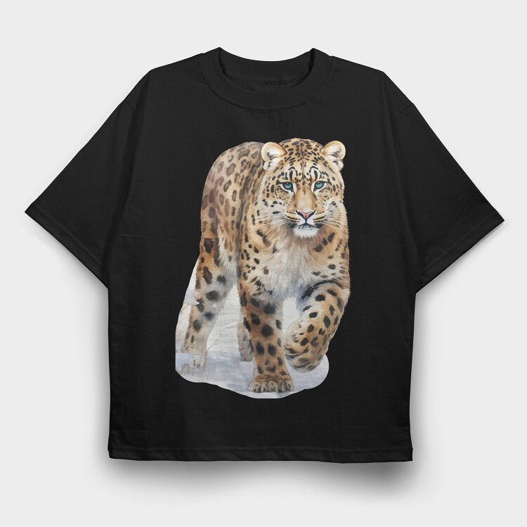Leopard Walking Pose, Tricou Oversize Barbati (Unisex)