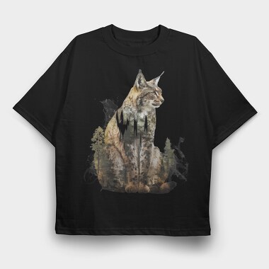 Lynx Forest Silhouette, Tricou Oversize Barbati (Unisex)