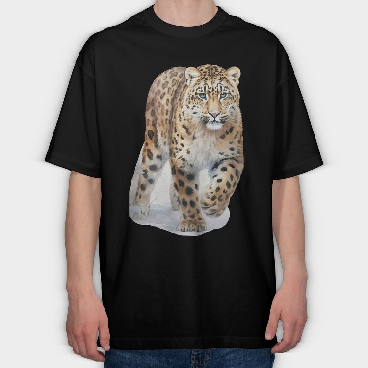 Leopard Walking Pose, Tricou Oversize Barbati (Unisex)