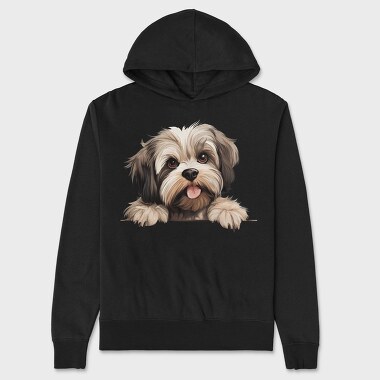 Lhasa Apso Peeking, Hanorac Oversize Barbati (Unisex)