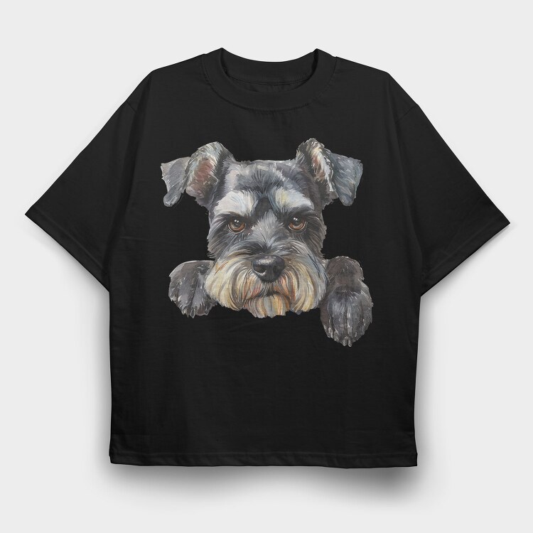 Miniature Schnauzer Face, Tricou Oversize Barbati (Unisex)