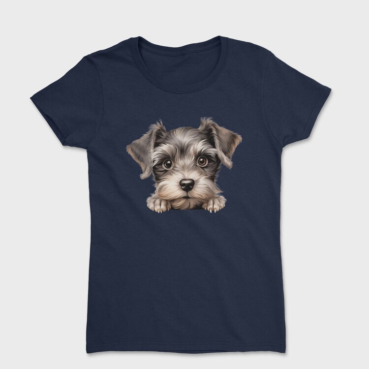 Miniature Schnauzer Peeking, Tricou Femei