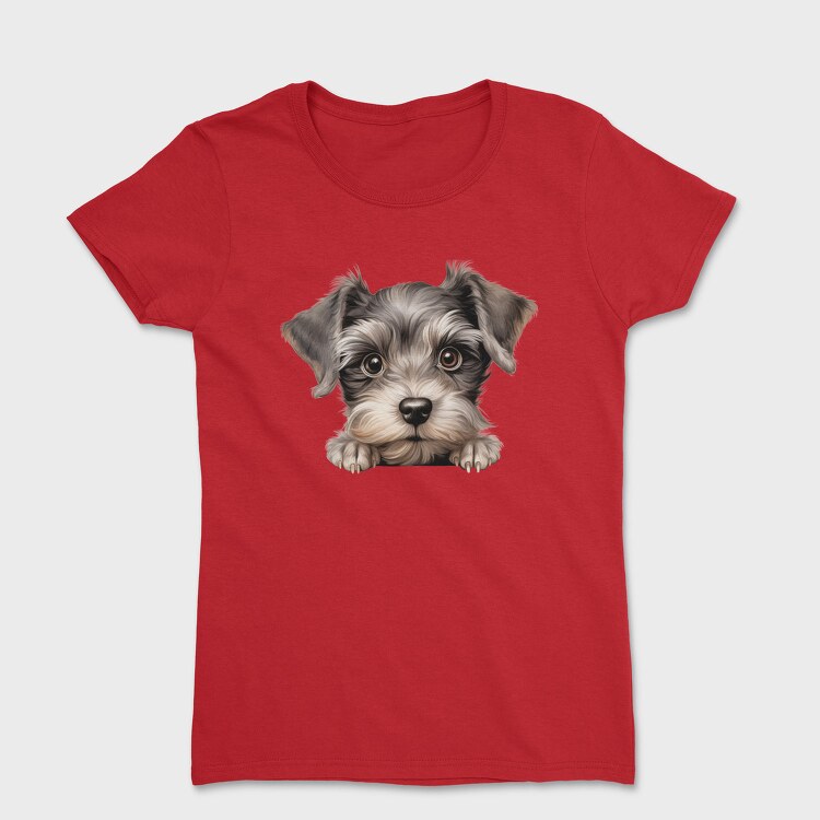 Miniature Schnauzer Peeking, Tricou Femei
