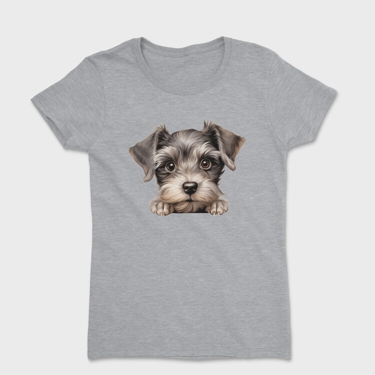 Miniature Schnauzer Peeking, Tricou Femei