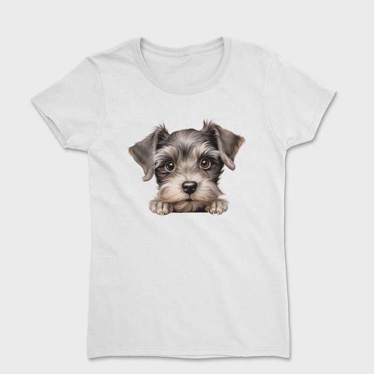Miniature Schnauzer Peeking, Tricou Femei