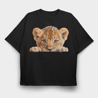 Lion Cub Peeking, Tricou Oversize Barbati (Unisex)