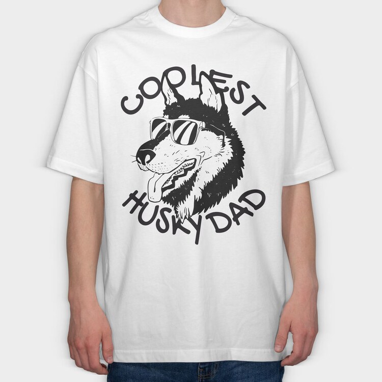 Dog Husky Dad, Tricou Oversize Barbati (Unisex)