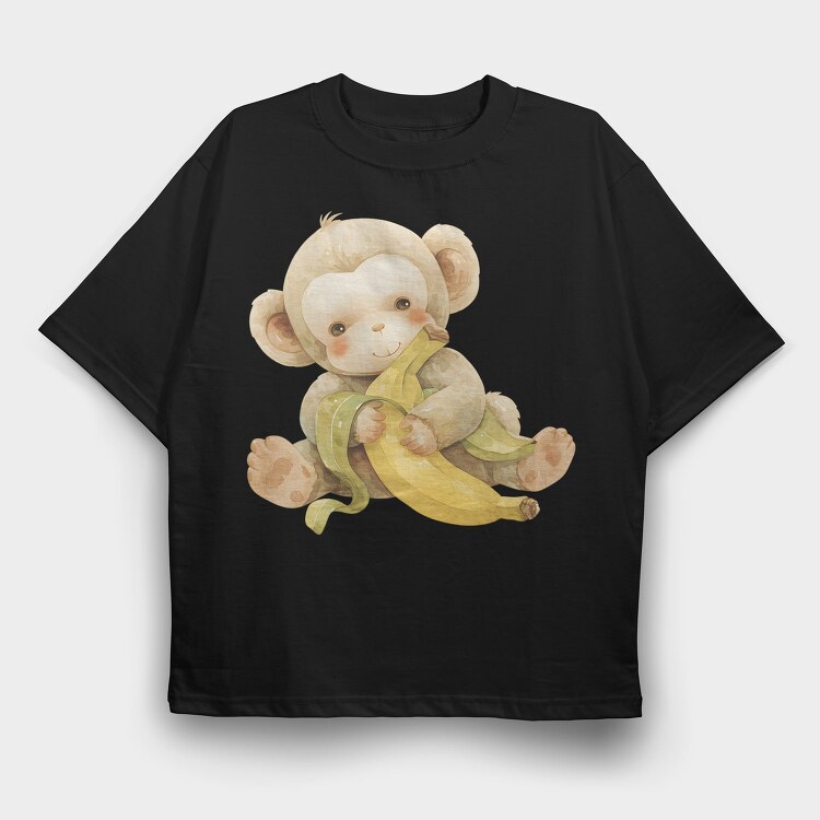 Monkey Banana Clips, Tricou Oversize Barbati (Unisex)