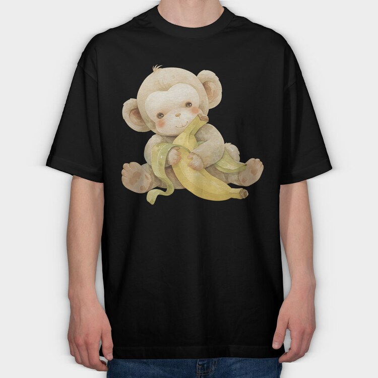 Monkey Banana Clips, Tricou Oversize Barbati (Unisex)