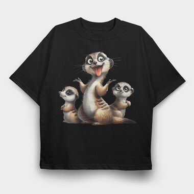 Meerkat Family, Tricou Oversize Barbati (Unisex)