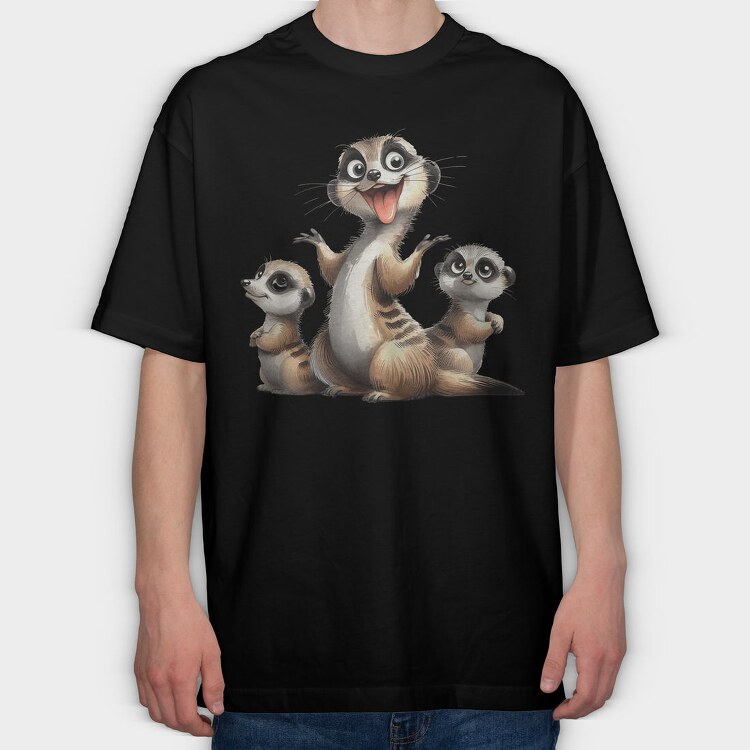 Meerkat Family, Tricou Oversize Barbati (Unisex)