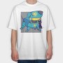 Dog Blue Robot, Tricou Oversize Barbati (Unisex)