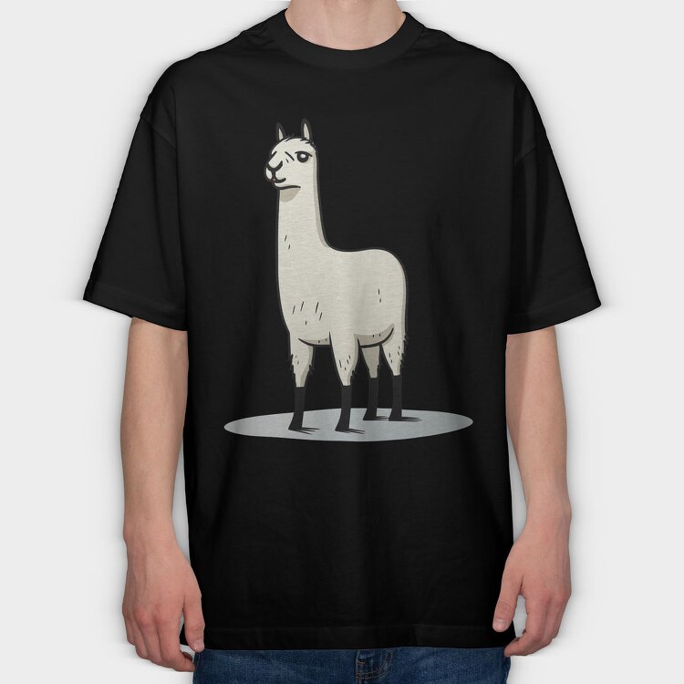 Llama Standing Up, Tricou Oversize Barbati (Unisex)