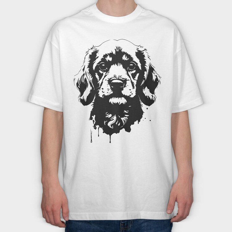 Dog Monochrome Portrait, Tricou Oversize Barbati (Unisex)