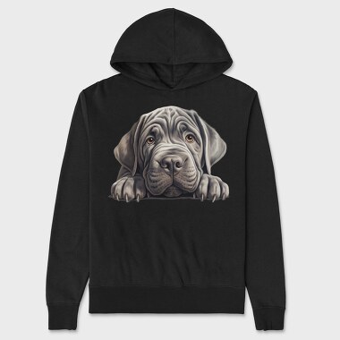 Neapolitan Mastiff Peeking, Hanorac Oversize Barbati (Unisex)