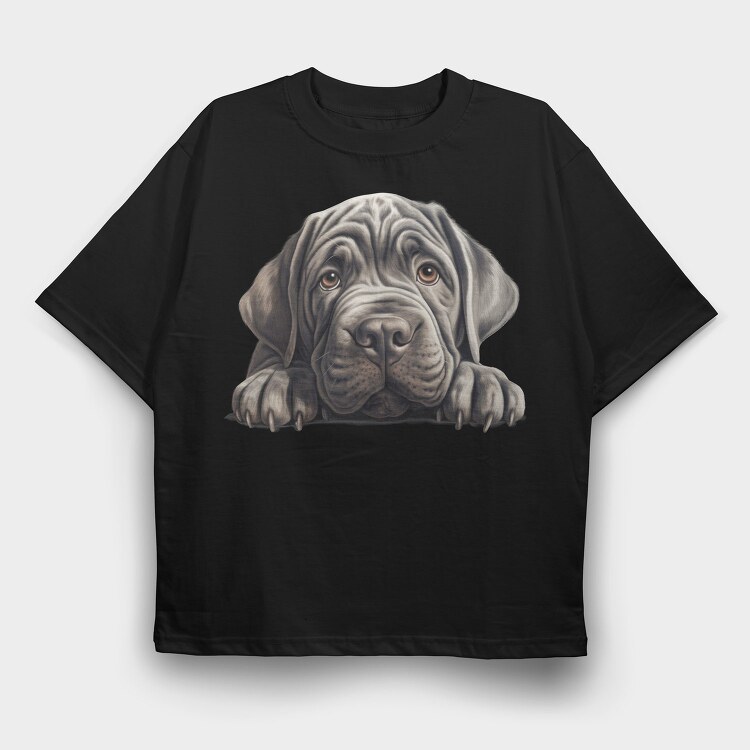 Neapolitan Mastiff Peeking, Tricou Oversize Barbati (Unisex)