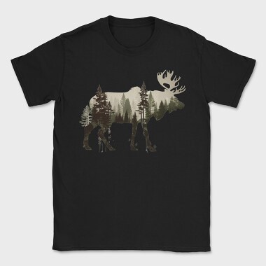 Moose Forest Silhouette, Tricou Barbati (Unisex)