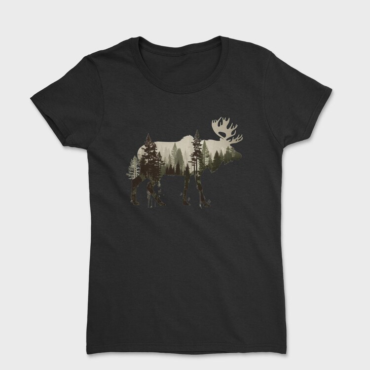 Moose Forest Silhouette, Tricou Femei
