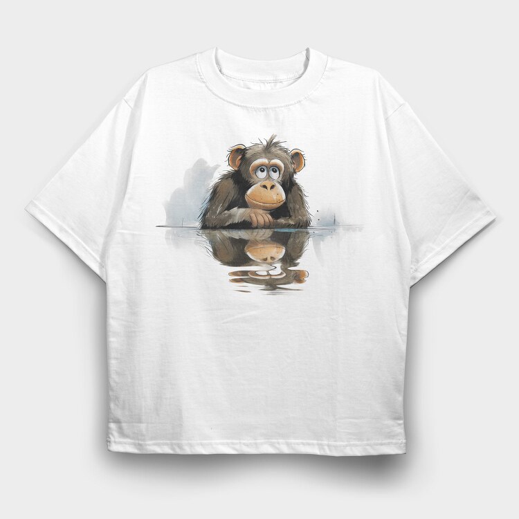 Monkey In Water, Tricou Oversize Barbati (Unisex)
