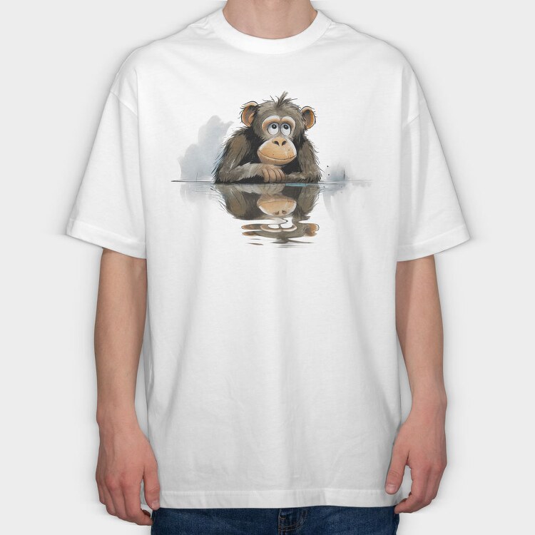 Monkey In Water, Tricou Oversize Barbati (Unisex)