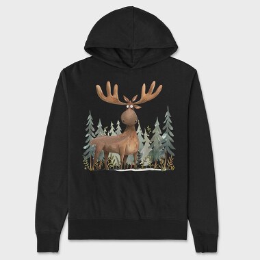 Moose In Forest, Hanorac Oversize Barbati (Unisex)