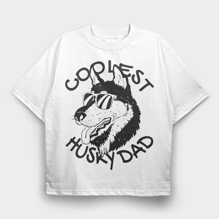 Dog Husky Dad, Tricou Oversize Barbati (Unisex)
