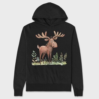 Moose In Grass, Hanorac Oversize Barbati (Unisex)