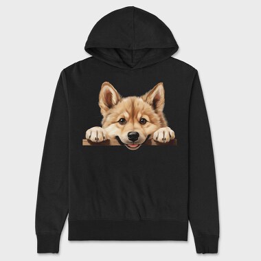 Norwegian Buhund Peeking, Hanorac Oversize Barbati (Unisex)