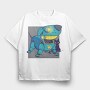 Dog Blue Robot, Tricou Oversize Barbati (Unisex)