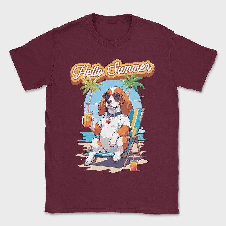 Dog Beach Hello Summer, Tricou Barbati (Unisex)