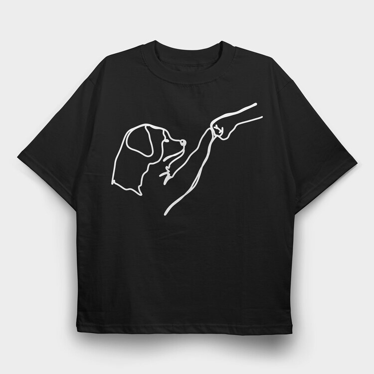 Dog and Man Lineart, Tricou Oversize Barbati (Unisex)