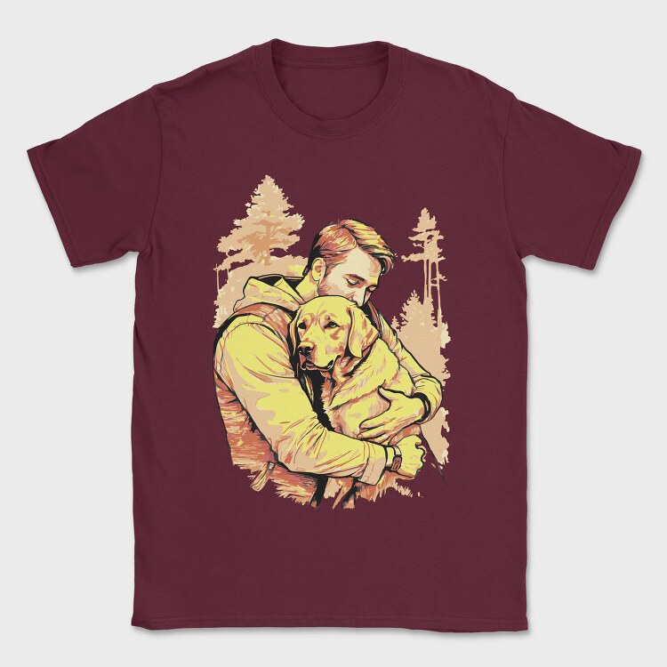 Dog and Man Hug, Tricou Barbati (Unisex)