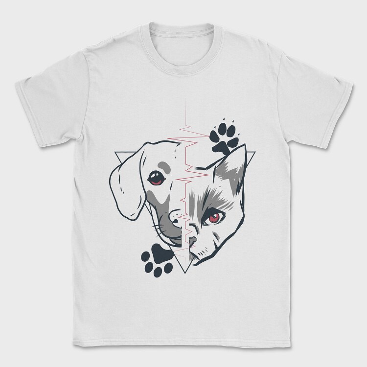 Dog and Cat Heartbeat, Tricou Barbati (Unisex)