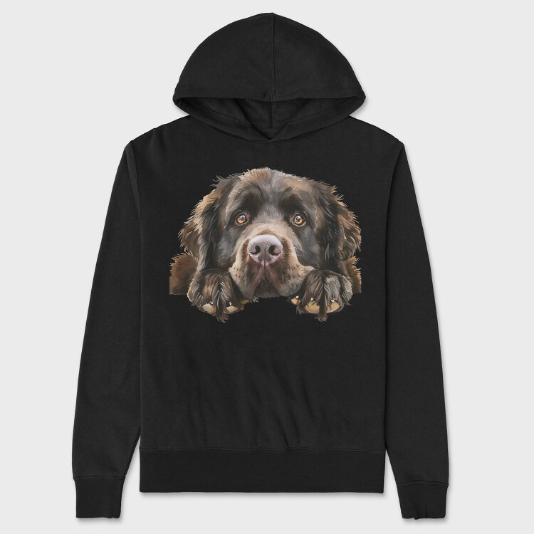 Newfoundland Peeking Face, Hanorac Oversize Barbati (Unisex)