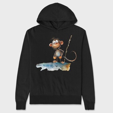 Monkey Smiling Clipart, Hanorac Oversize Barbati (Unisex)