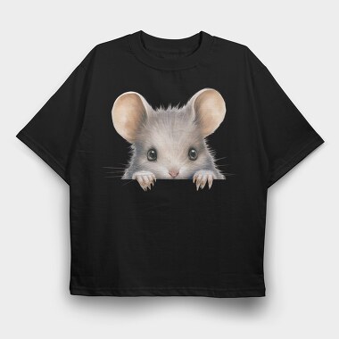 Mouse Face Peeking, Tricou Oversize Barbati (Unisex)
