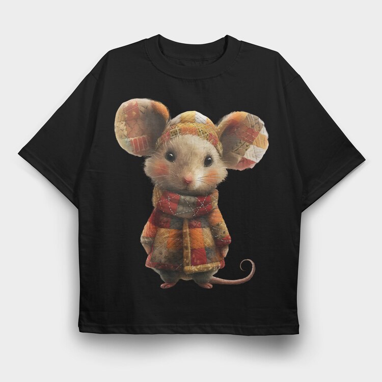 Mouse Patchwork, Tricou Oversize Barbati (Unisex)