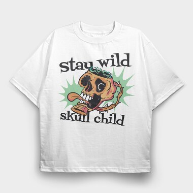 Wild Skull Child, Tricou Oversize Barbati (Unisex)
