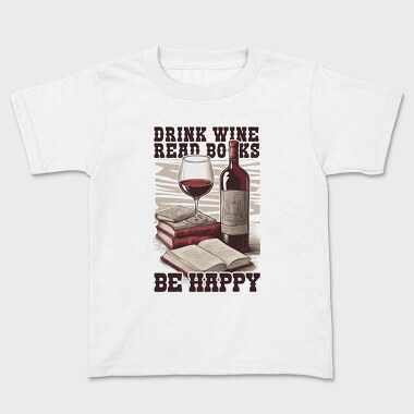 Wine And Books Happy Happiness, Tricou Copii