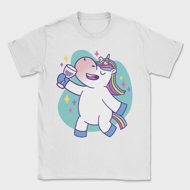 Wine Unicorn Cartoon Drinking, Tricou Barbati (Unisex)