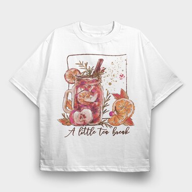 Winter Tea Cozy Drink Watercolor Beverage, Tricou Oversize Barbati (Unisex)