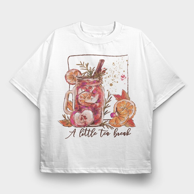 Winter Tea Cozy Drink Watercolor Beverage, Tricou Oversize Barbati (Unisex)