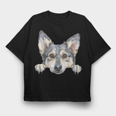 Norwegian Lundehund2, Tricou Oversize Barbati (Unisex)