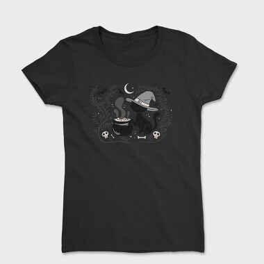 Witch Cat Halloween Illustration 3, Tricou Femei